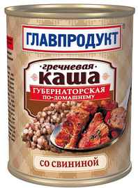 Мясные консервы «Главпродукт каша гречневая со свининой» 340 гр.