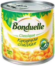 Овощные консервы «Кукуруза сладкая в зернах Бондюэль» 340 гр.