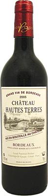 Вино красное сухое «Chateau Hautes Terres» географического наименования регион Бордо