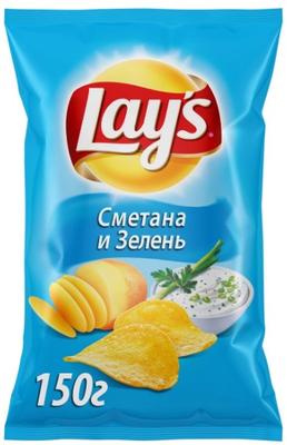 Чипсы «Lay's Сметана и зелень картофельные» 150 гр.