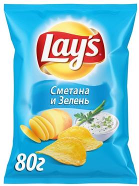 Чипсы «Lay's Сметана и зелень картофельные» 80 гр.