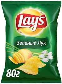 Чипсы «Lays со вкусом молодого зеленого лука картофельные» 80 гр.