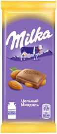 Шоколад «Milka молочный с цельным миндалем» 90 гр.