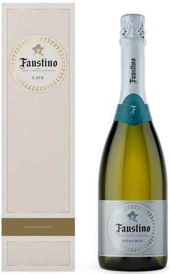 Вино игристое белое экстра сухое «Cava Faustino» в подарочной упаковке
