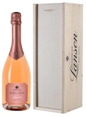 Шампанское розовое брют «Noble Cuvee de Lanson Brut Rose» в деревянной упаковке