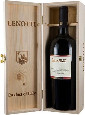 Вино красное полусухое «Lenotti Massimo Rosso» в деревянной коробке