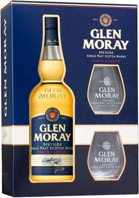 Виски шотландский «Glen Moray Elgin Classic» в подарочной упаковке с 2-мя стаканами