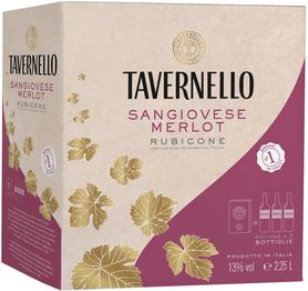 Вино красное полусухое «Tavernello Sangiovese-Merlot Rubicone» бэг-ин-бокс