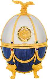 Водка «Императорская Коллекция в футляре в форме яйца Фаберже Жемчуг-Сапфир» в бархатной коробке