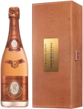 Шампанское розовое брют «Louis Roederer Cristal Rose, 0.75 л» 2012 г., в деревянной подарочной упаковке