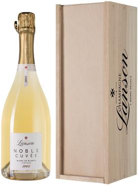 Шампанское белое брют «Lanson Noble Cuvee Blanc de Blancs» 2002 г., в деревянной подарочной упаковке