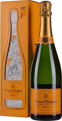 Шампанское белое брют «Veuve Clicquot Brut» в подарочной упаковке (открытка-раскраска)