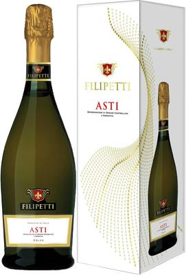 Вино игристое белое сладкое «Filipetti Asti» в подарочной упаковке
