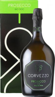 Вино игристое белое сухое «Corvezzo Prosecco Extra Dry Treviso» в подарочной упаковке
