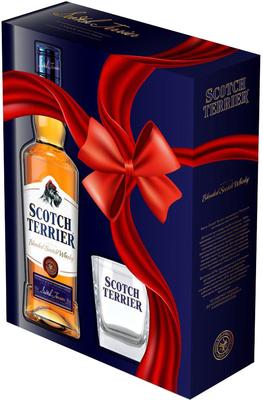 Виски российский «Scotch Terrier» в подарочной коробке со стаканом