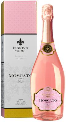 Вино игристое розовое сладкое «Moscato Rose Fiorino d'Oro» в подарочной упаковке