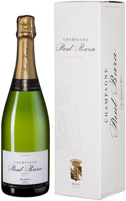 Шампанское белое брют «Brut Reserve Grand Cru Bouzy Paul Bara» 2013 г.. в подарочной упаковке