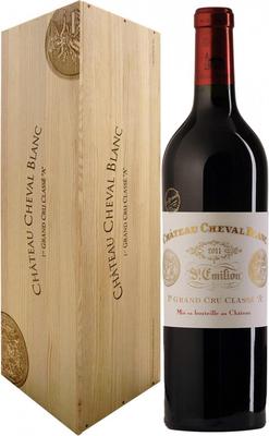 Вино красное сухое «Chateau Cheval Blanc Saint-Emilion Grand Cru» 1996 г., в деревянной упаковке