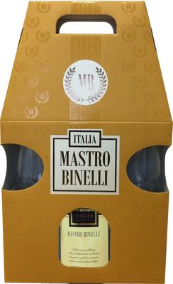 Вино игристое белое полусладкое «Mastro Binelli Premium Moscato» в подарочной упаковке с 2-мя бокалами
