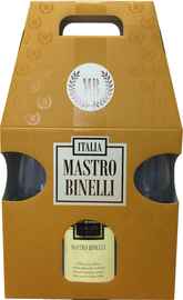 Вино игристое белое полусладкое «Mastro Binelli Premium Moscato» в подарочной упаковке с 2-мя бокалами