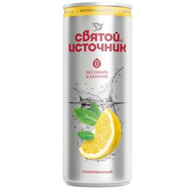Газированный напиток «Святой Источник с ароматом лимона газированный без сахара» в жестяной банке