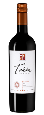 Вино красное сухое «Takun Carmenere Reserva» 2018 г.