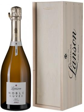 Вино игристое белое брют «Noble Cuvee de Lanson Brut» 2002 г., в деревянной подарочной упаковке