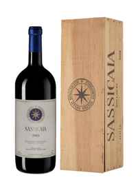 Вино красное сухое «Tenuta San Guido Sassicaia, 0.75 л» 2003 г., в деревянной подарочной упаковке