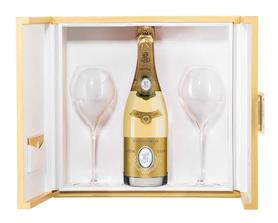 Шампанское белое брют «Cristal Champagne» 2008 г.  + 2 бокала в подарочной упаковке