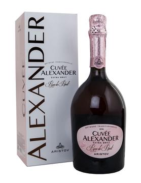 Вино игристое розовое экстра брют «Aristov. Cuvee Alexander Rose de Pinot Extra Brut» в подарочной упаковке