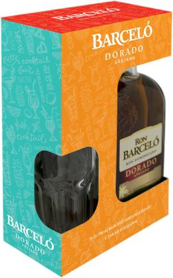 Ром «Barcelo Dorado Anejado» в подарочной упаковке со стаканом