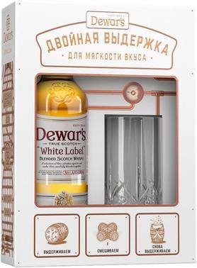 Виски шотландский «Dewar's White Label» в подарочной упаковке со стаканом хайбол (высокий стакан)