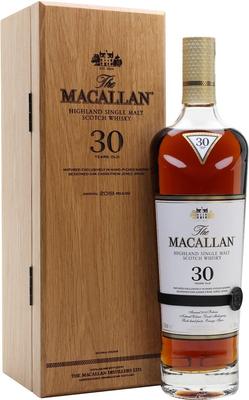 Виски шотландский «The Macallan 30 Year Old Sherry Oak» в деревянной подарочной упаковке