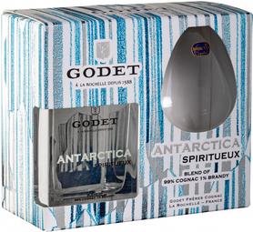 Коньяк французский «Godet Antarctica Icy White» в подарочной коробке с бокалом
