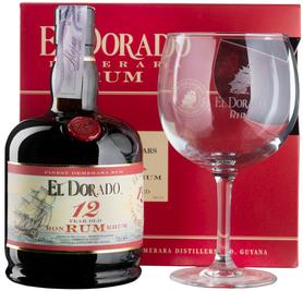 Ром «El Dorado 12 Years Old» в подарочной коробке с бокалом