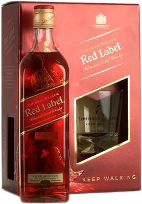 Виски шотландский «Johnnie Walker Red Label» в подарочной упаковке со стаканом