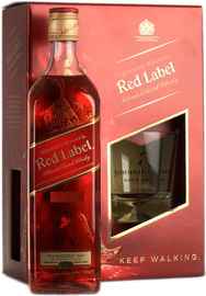 Виски шотландский «Johnnie Walker Red Label» в подарочной упаковке со стаканом