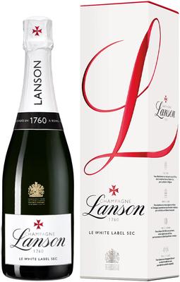 Шампанское белое полусухое «Lanson White Label Dry-Sec» 2015 г., в подарочной упаковке