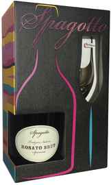 Вино игристое розовое брют «Spagotto Rosato Brut» в подарочной упаковке с бокалом
