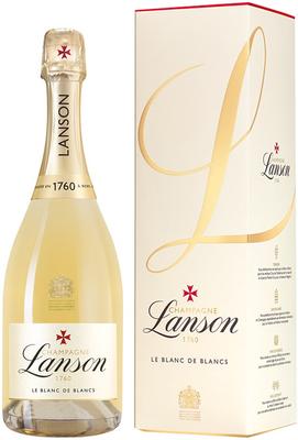 Вино игристое белое брют «Lanson Le Blanc de Blancs Brut» 2014 г., в подарочной упаковке