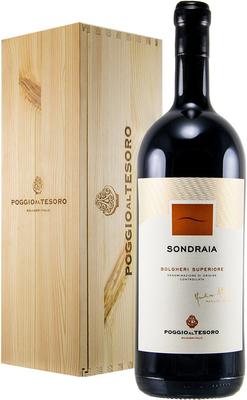 Вино красное сухое «Sondraia Bolgheri Superiore» 2017 г., в деревянной подарочной упаковке