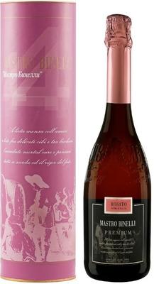 Вино игристое розовое полусладкое «Mastro Binelli Premium Rosato Semi-sweet» в тубе