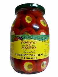 Консервированные перчики с начинкой из рикотты в оливковом масле «Contado degli Acquaviva Peperoncini Ripieni con Formaggio» 1000 гр.