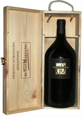Вино красное полусухое «Sessantanni Primitivo di Manduria» в подарочной деревянной упаковке