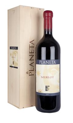 Вино красное сухое «Merlot Planeta, 1.5 л» 2008 г., в деревянной коробке