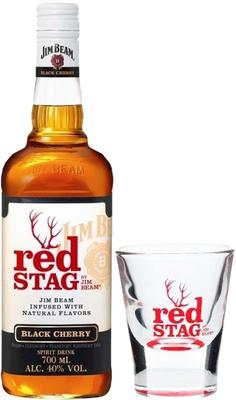 Виски испанский «Jim Beam Red Stag Black Cherry» со стаканом