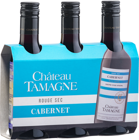 Вино красное сухое «Шато Тамань Каберне» в подарочной упаковке 3 бутылки по 0.187 мл.