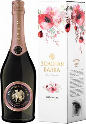 Вино игристое розовое полусладкое «Золотая Балка» в подарочной упаковке