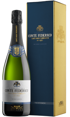 Вино игристое белое брют «Masi Conti Bossi Fedrigotti Conte Federico Riserva Metodo Classico» 2015 г., в подарочной упаковке