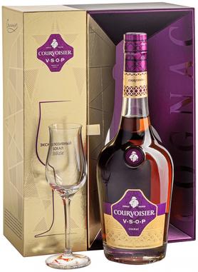 Коньяк французский «Courvoisier VSOP» в подарочной упаковке с 1 бокалом
